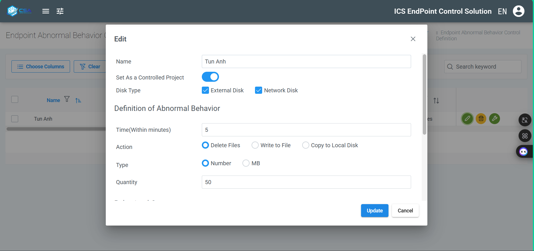 Kiểm soát hành vi bất thường